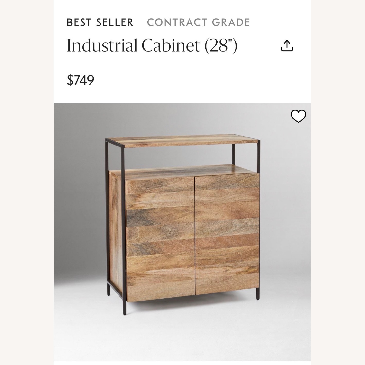 West Elm Wood Industrial Cabinet (28")  - image-4
