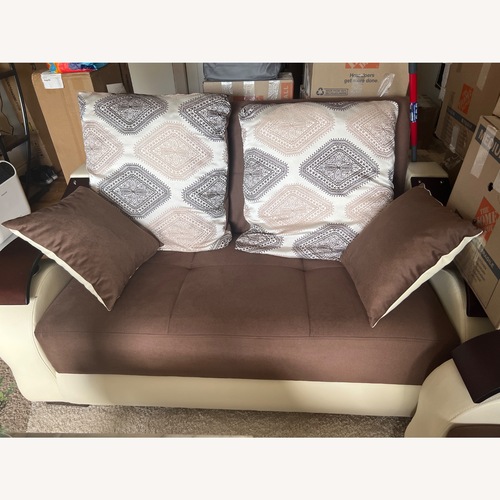Used Dark Brown Fabric Loveseat for sale on AptDeco