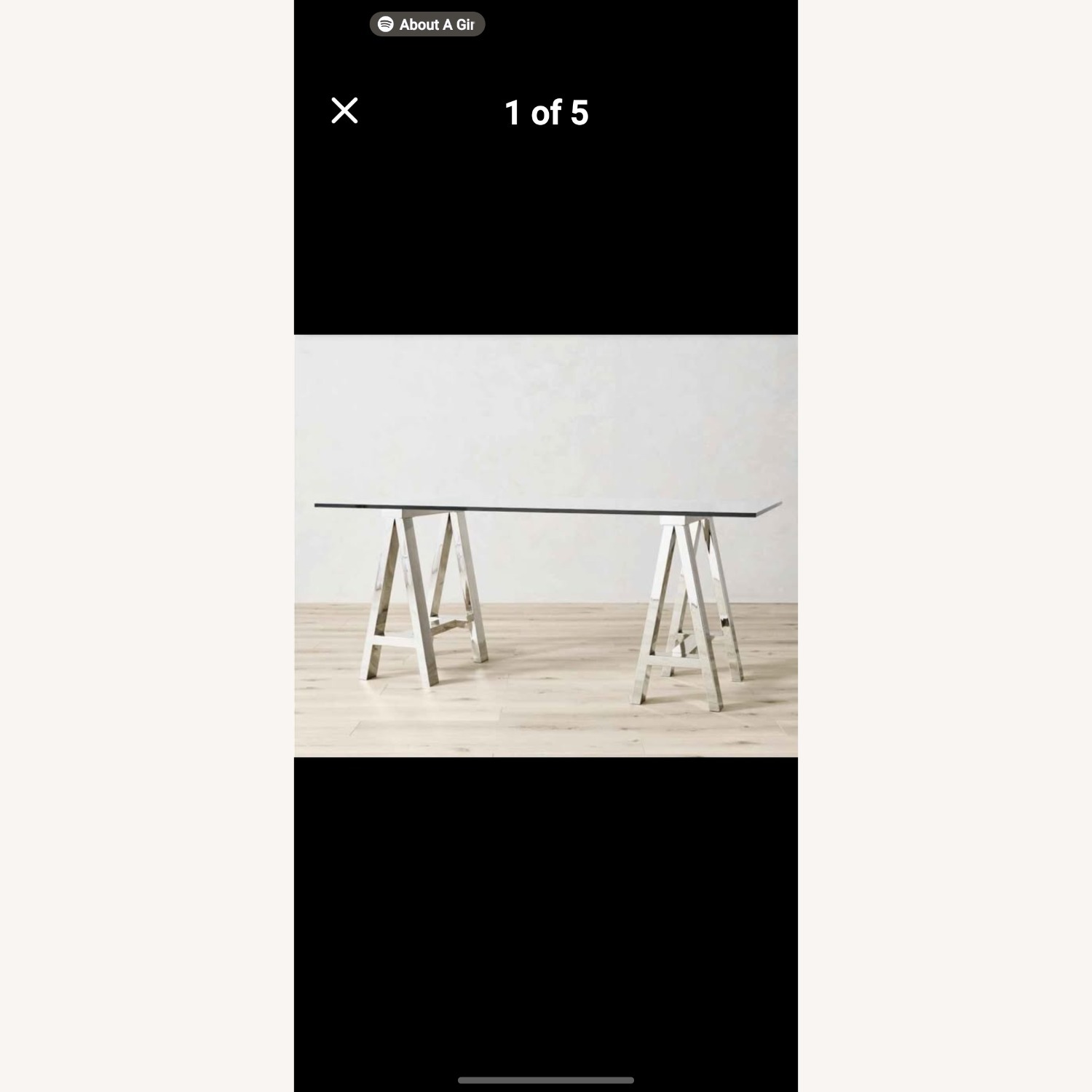 Crate & Barrel Mason Glass + Polished Nickel Trestle Desk - image-1