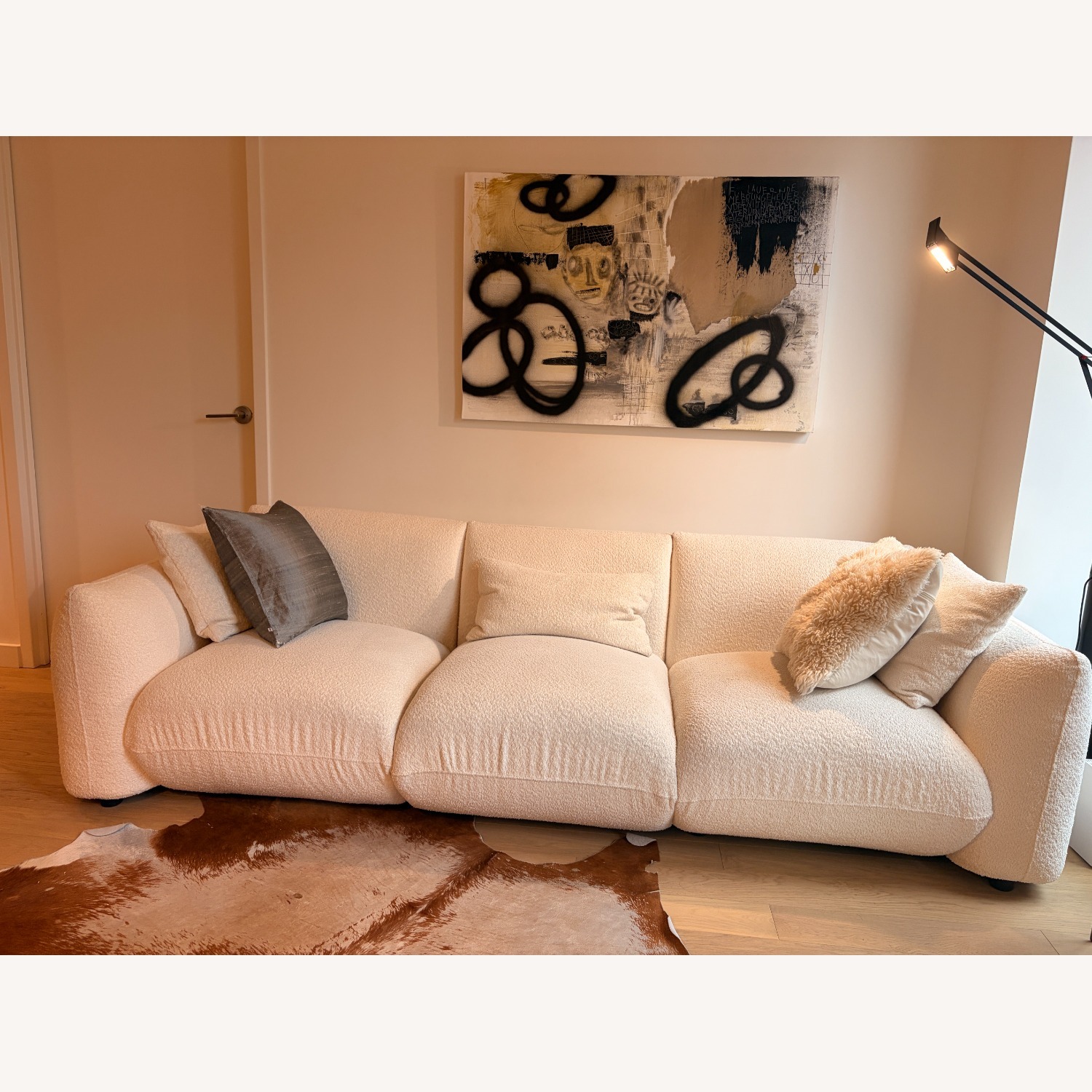 Bamooli White Fabric 3+ Piece Sectional - image-1