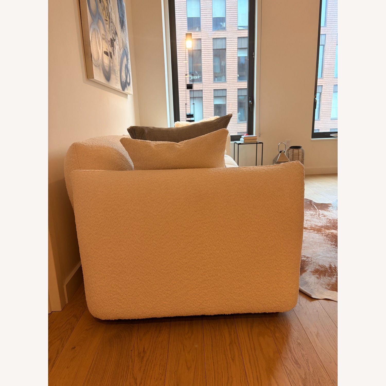 Bamooli White Fabric 3+ Piece Sectional - image-4