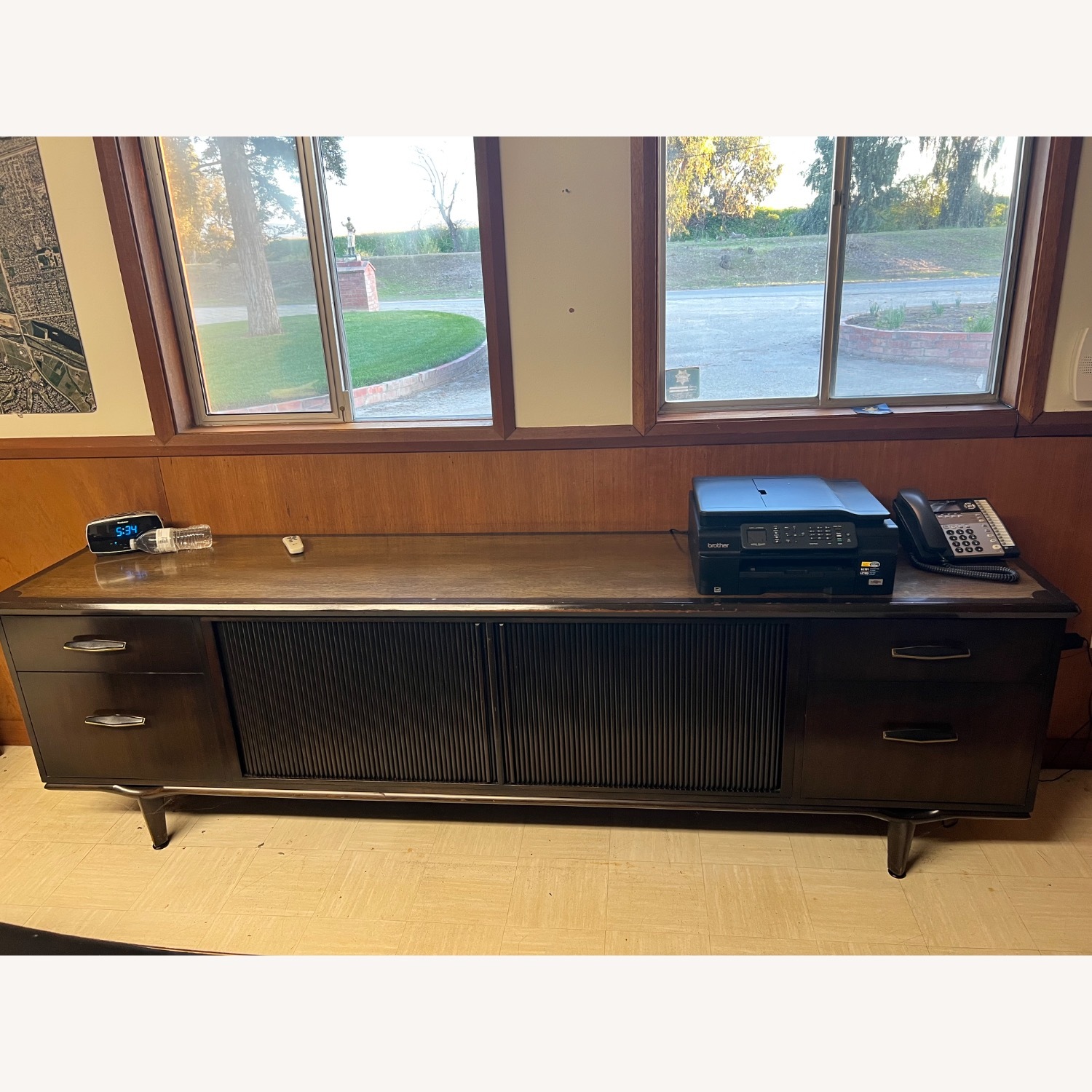 Vintage/Antique Dark Brown Wood Credenza - image-1