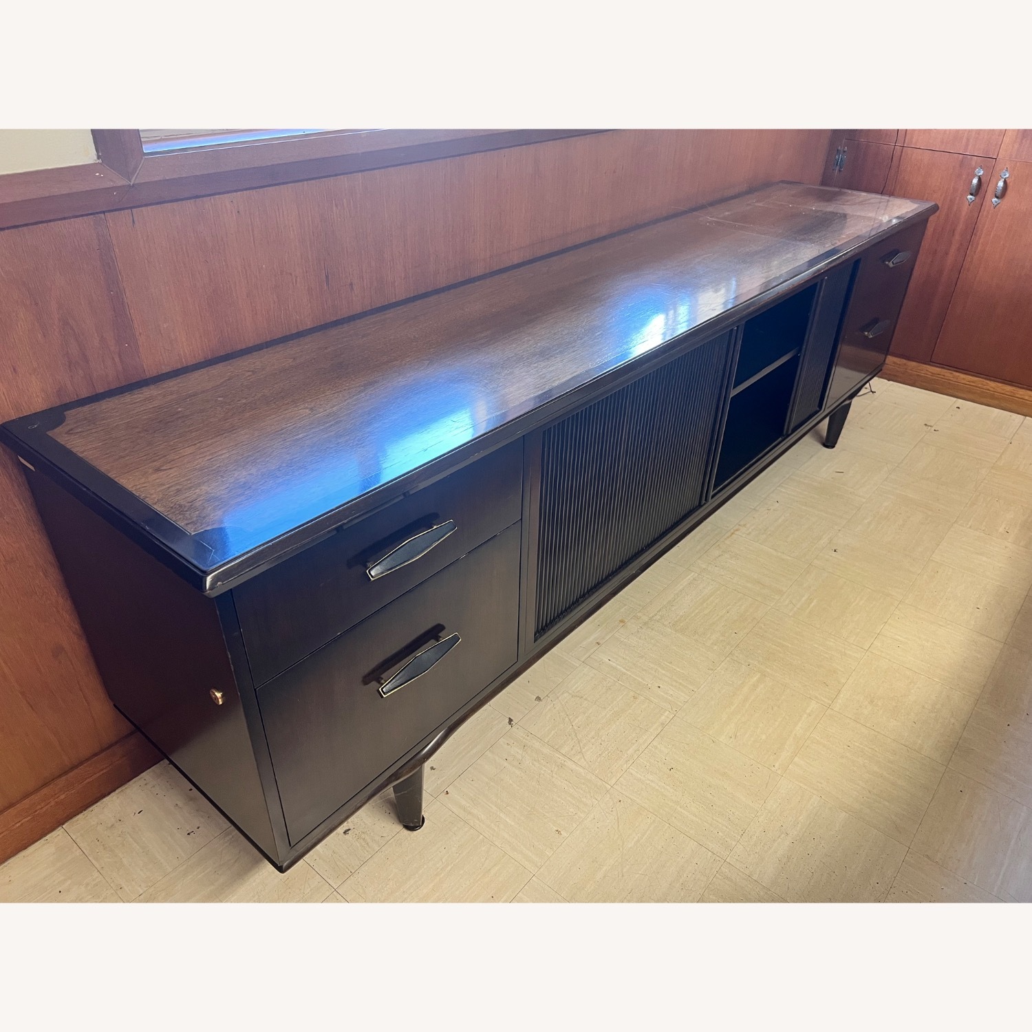 Vintage/Antique Dark Brown Wood Credenza - image-2