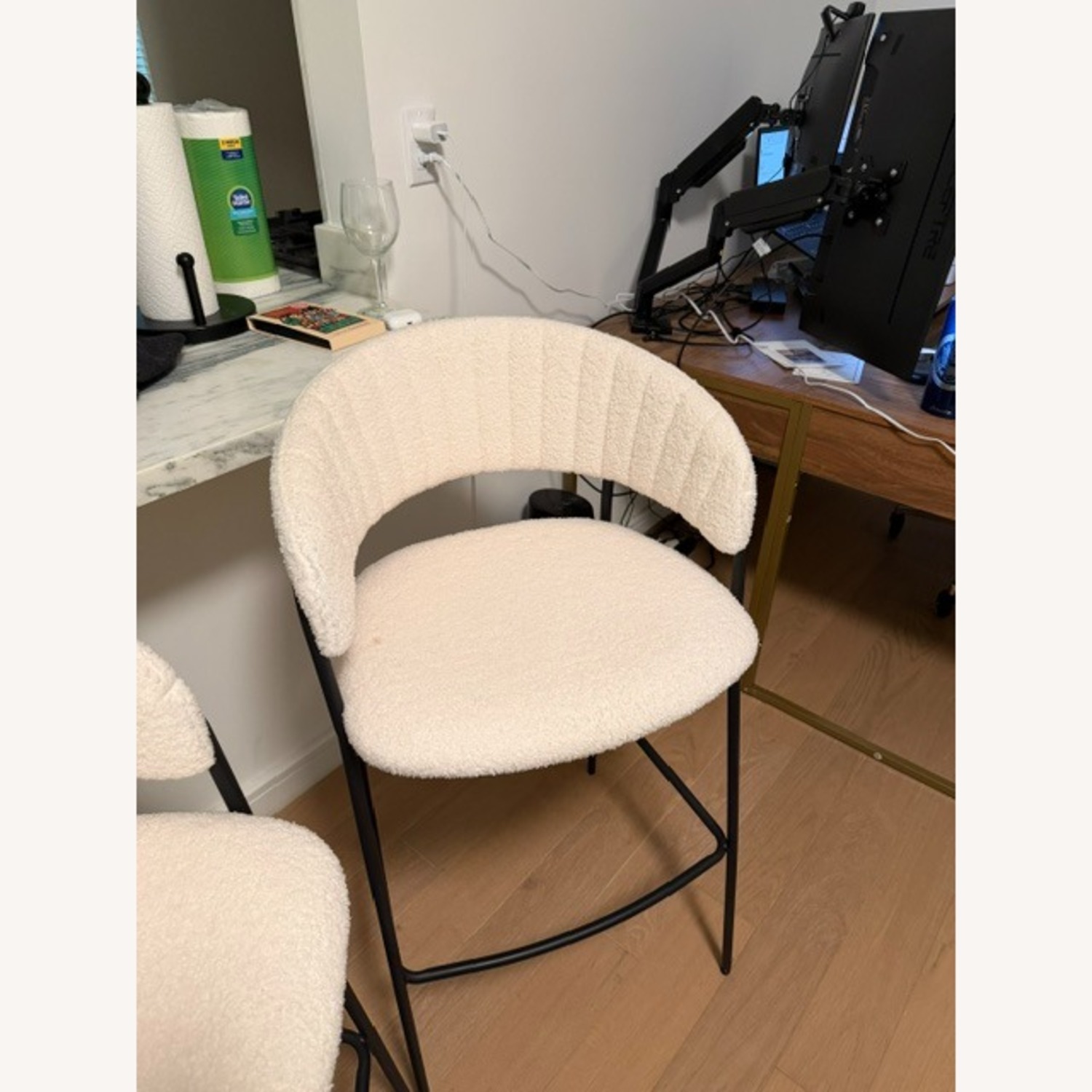 AllModern Mariam White Boucle Dining Chairs - image-2