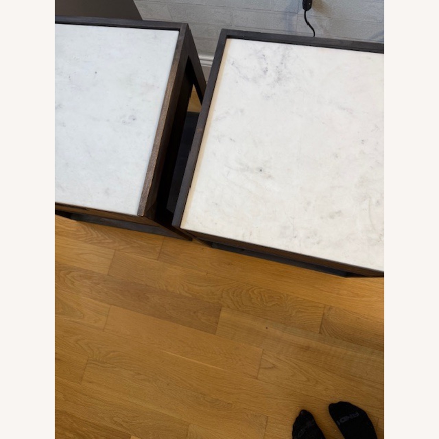 CB2 Tux Dark Wood Nightstand with Marble Top - image-4
