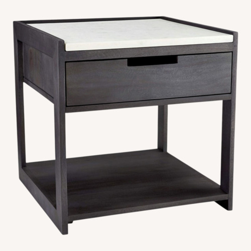 Used CB2 Tux Dark Wood Nightstand with Marble Top for sale on AptDeco