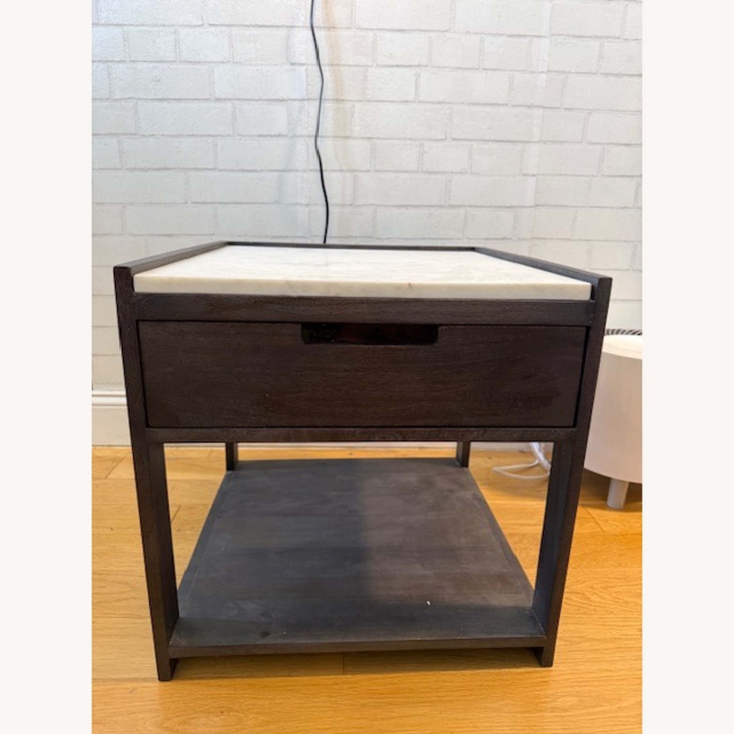 CB2 Tux Dark Wood Nightstand with Marble Top - image-5