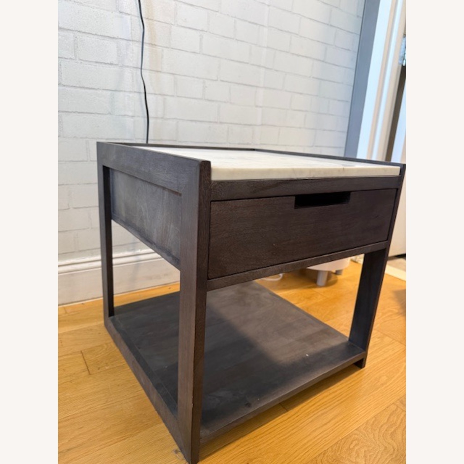 CB2 Tux Dark Wood Nightstand with Marble Top - image-3