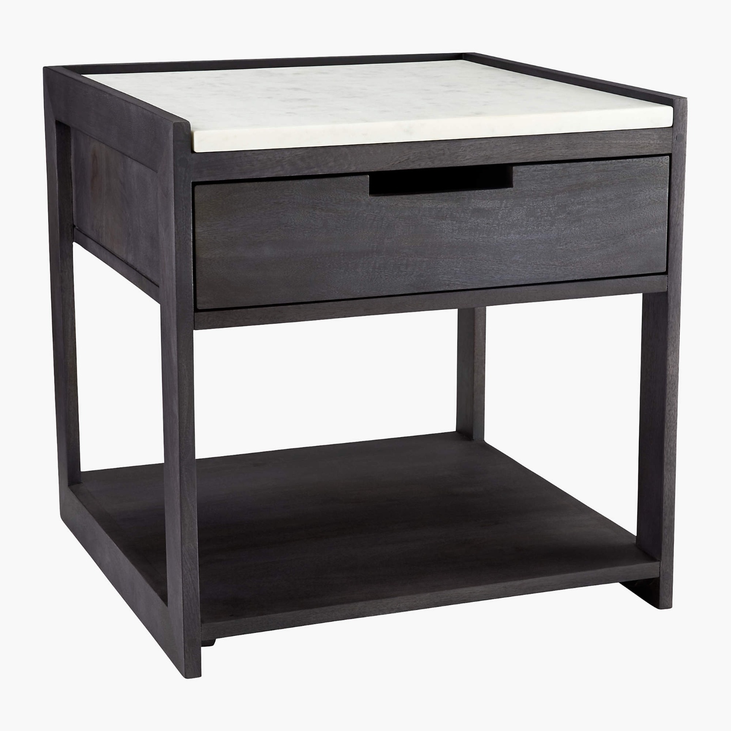 CB2 Tux Dark Wood Nightstand with Marble Top - image-6