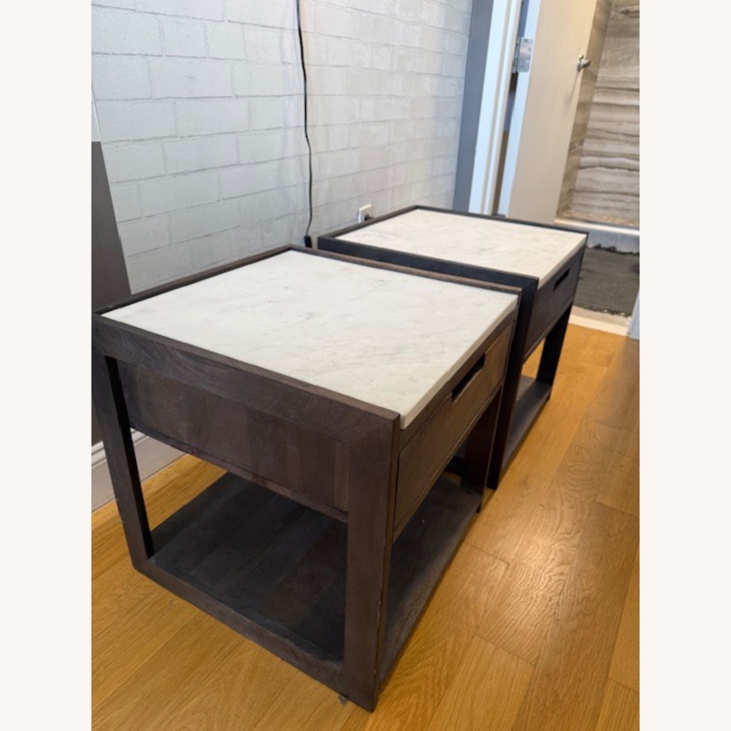 CB2 Tux Dark Wood Nightstand with Marble Top - image-2