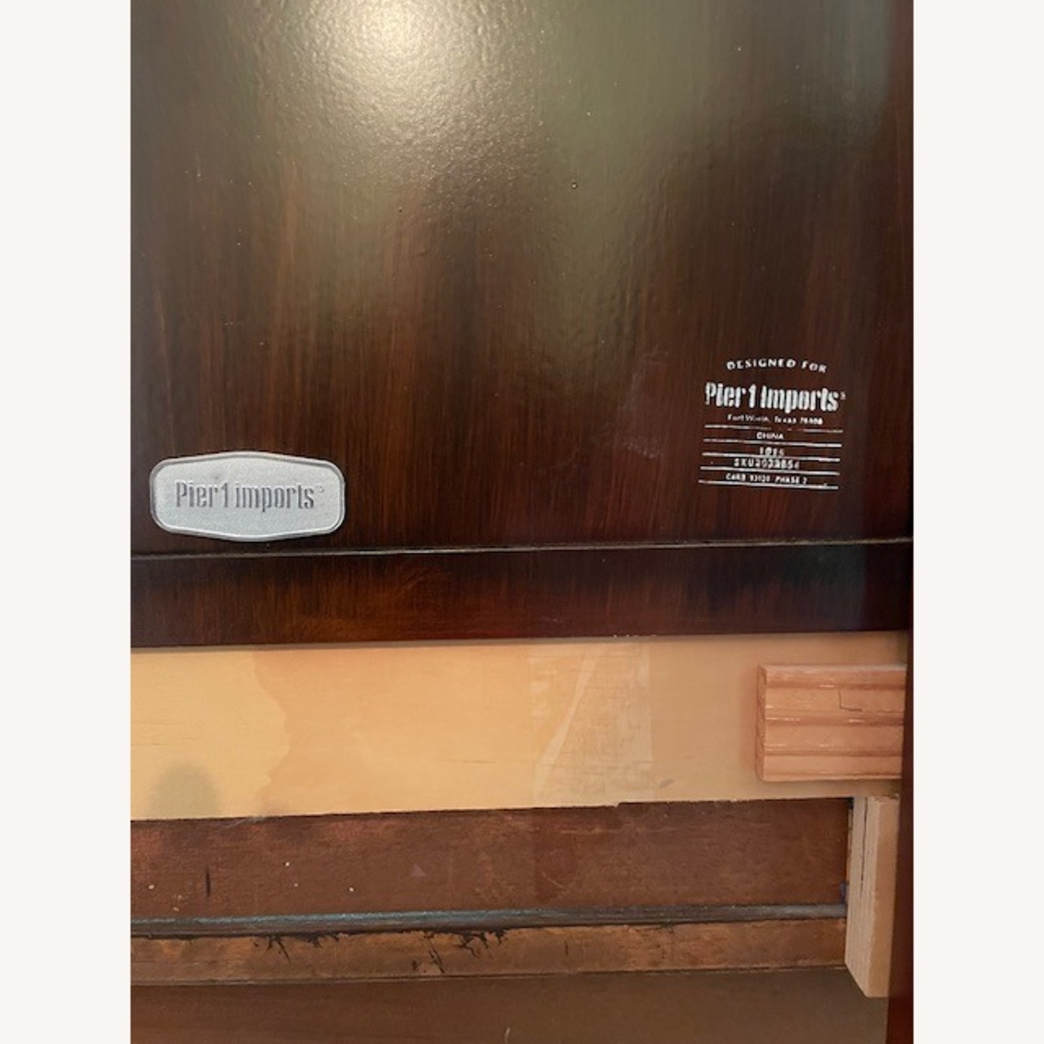 Brown Wood Dressing Table Mirror & Stool Set - image-4