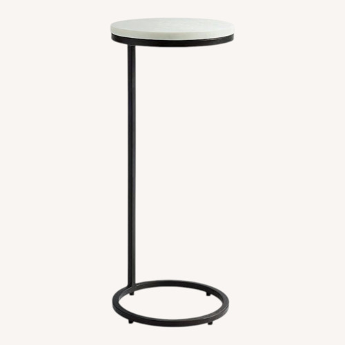 Used Pottery Barn Delaney Round Marble C-Table for sale on AptDeco