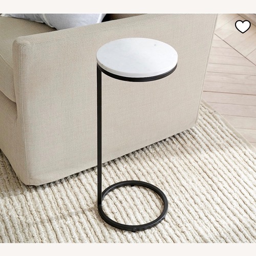 Used Pottery Barn Delaney Round Marble C-Table for sale on AptDeco