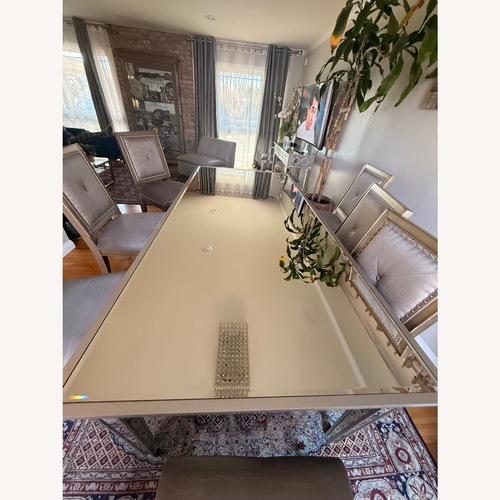 Used Z Gallerie Silver Glass Dining Table for sale on AptDeco