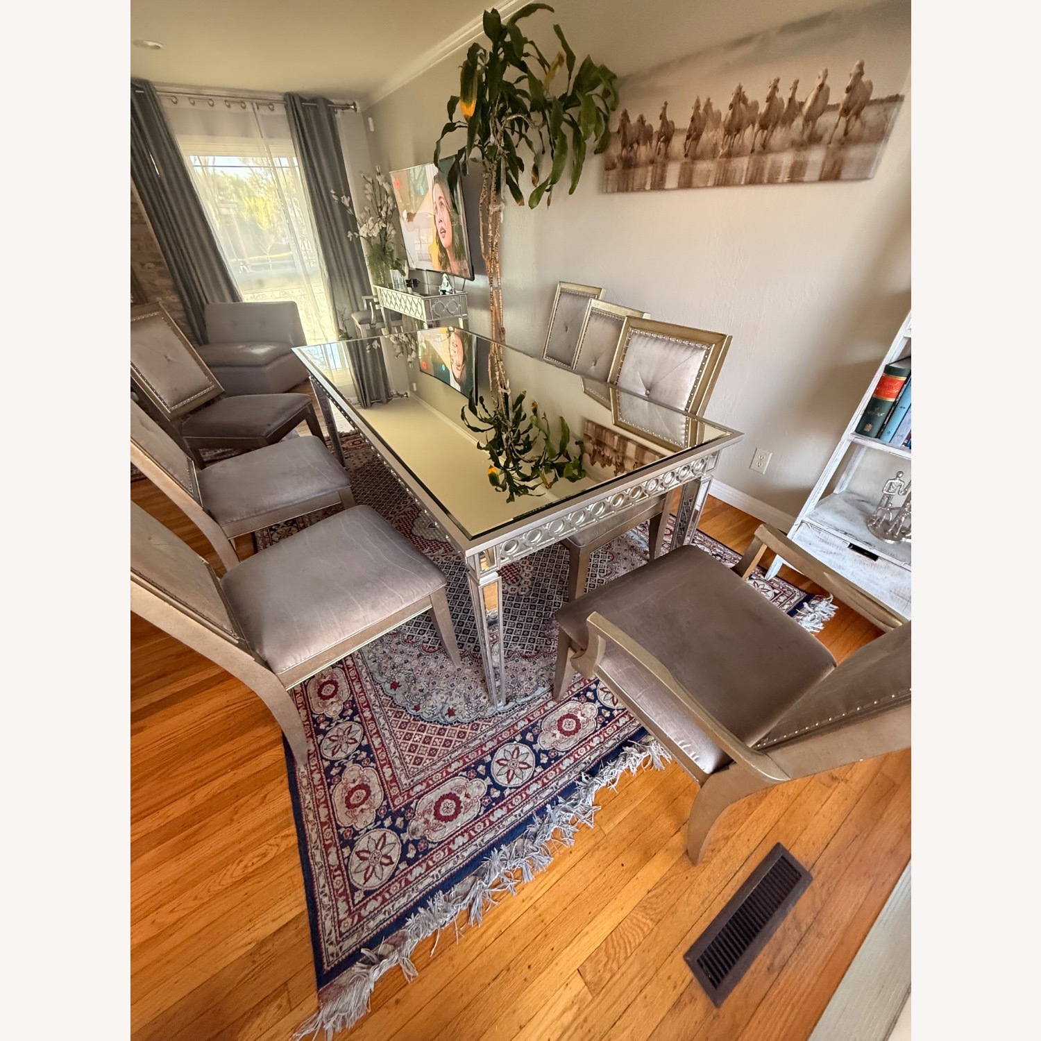 Z Gallerie Silver Glass Dining Table - image-6