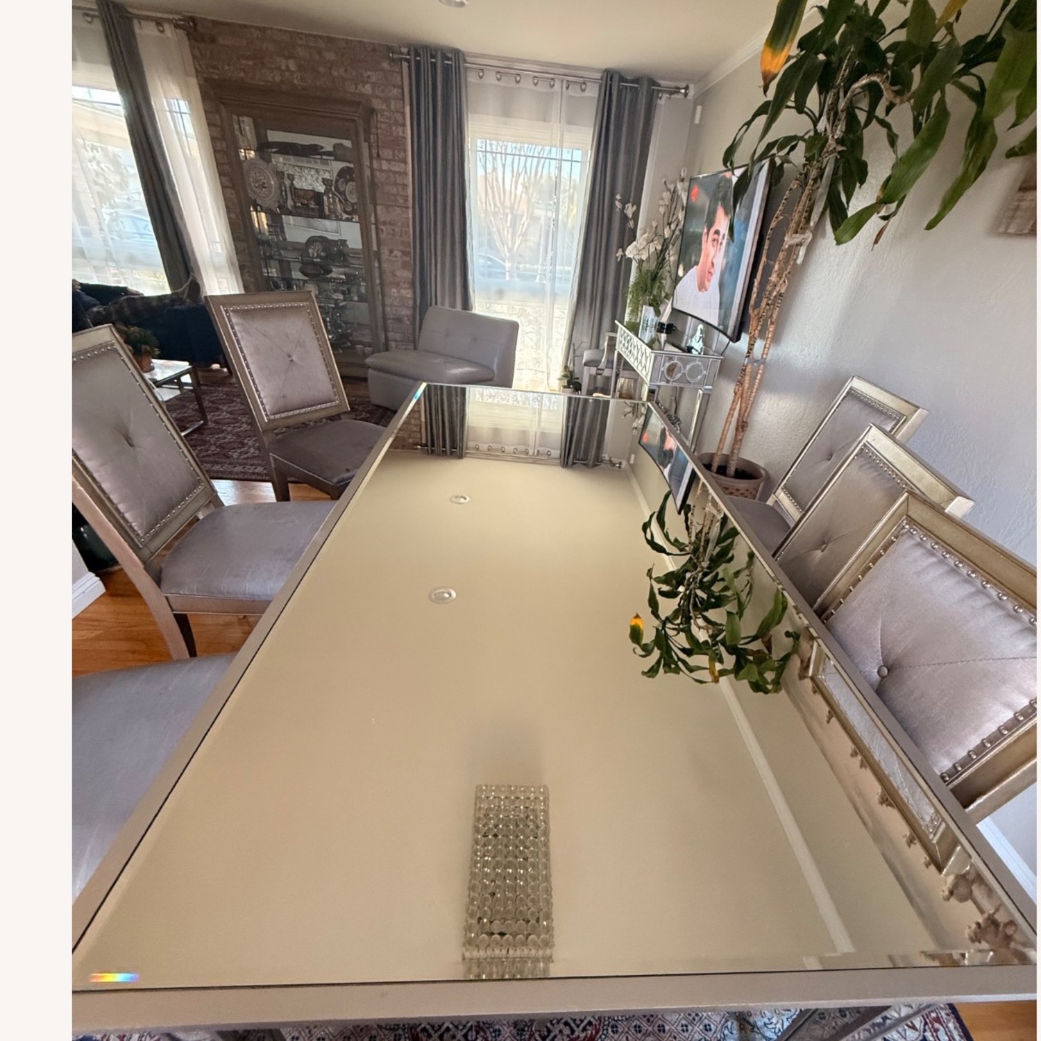 Z Gallerie Silver Glass Dining Table - image-7