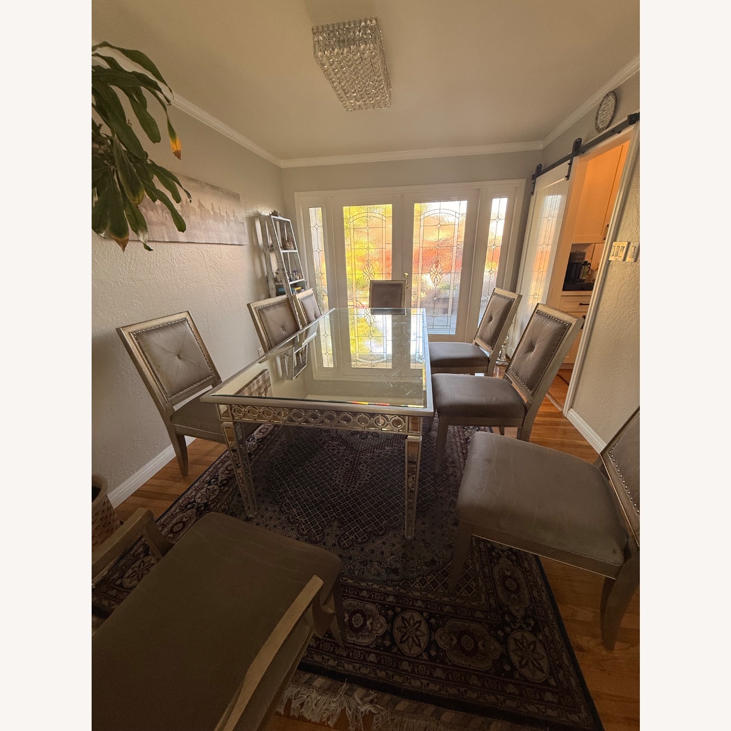 Z Gallerie Silver Glass Dining Table - image-3