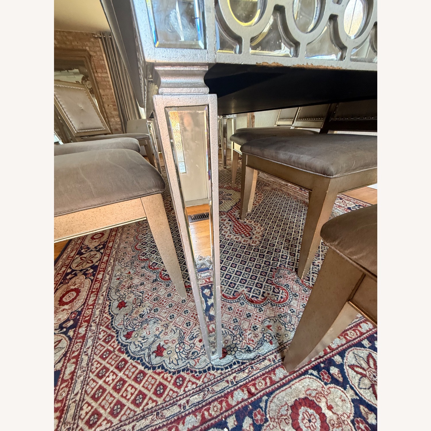 Z Gallerie Silver Glass Dining Table - image-5