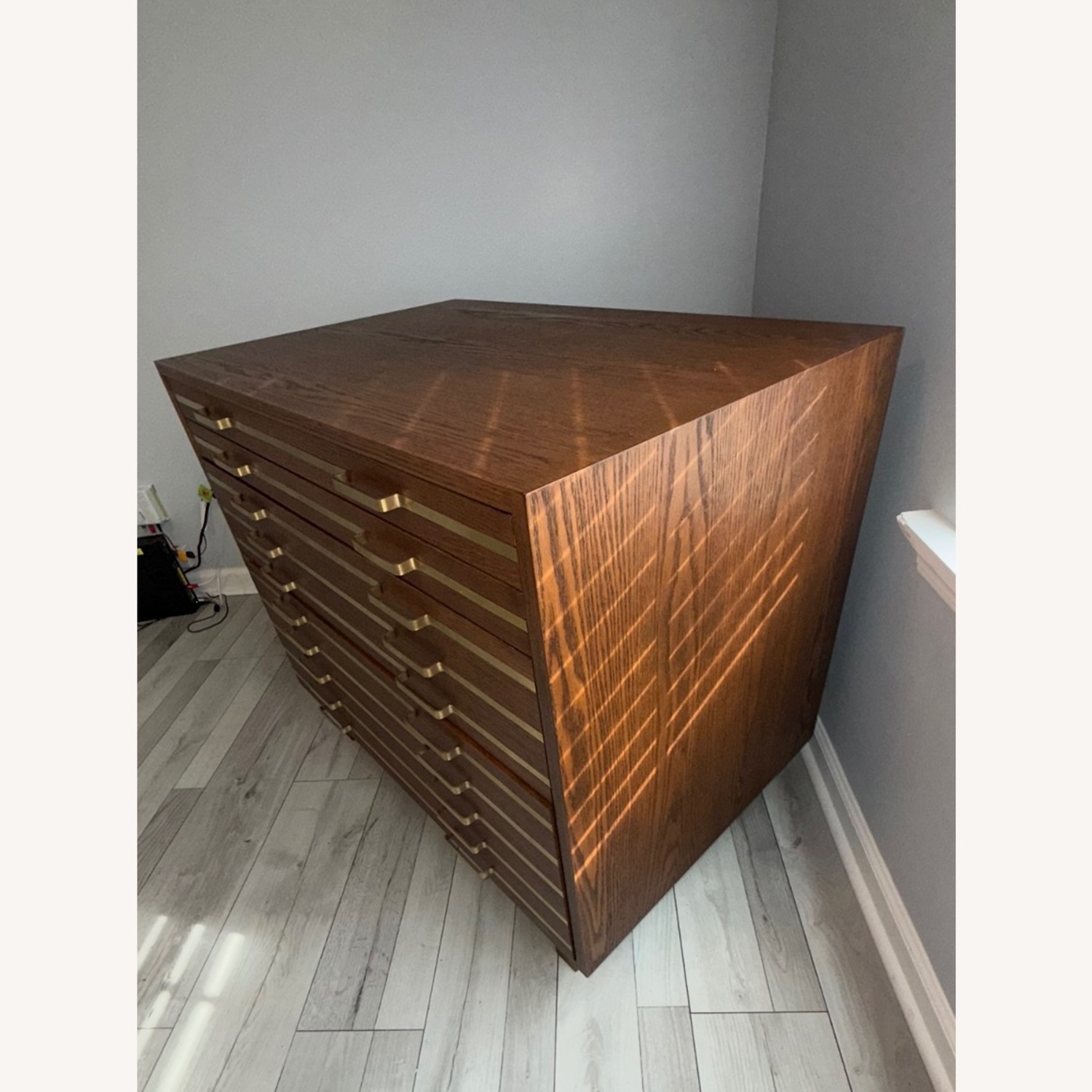 CB2 Natural Wood w Gold File Cabinet - image-4