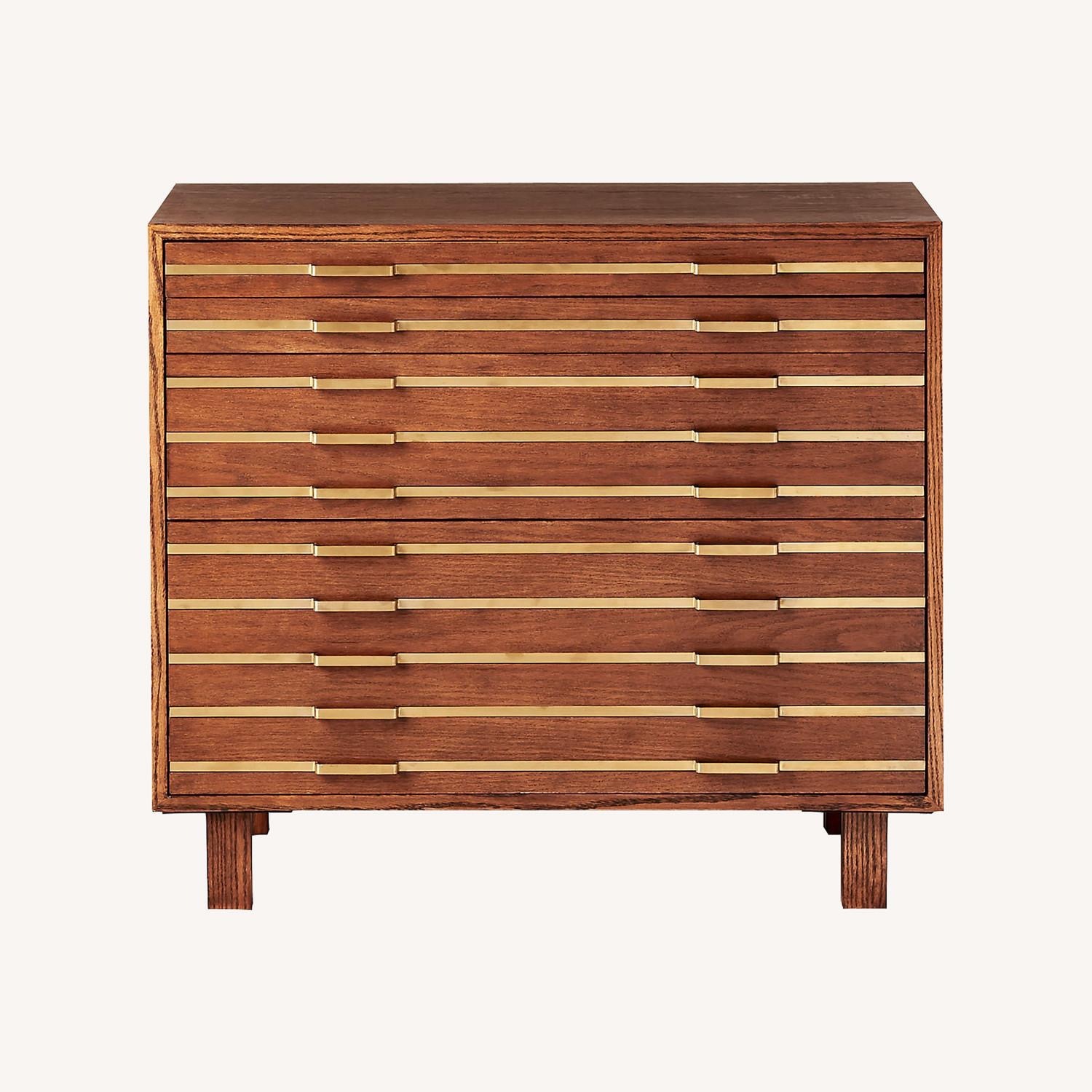 CB2 Natural Wood w Gold File Cabinet - image-3