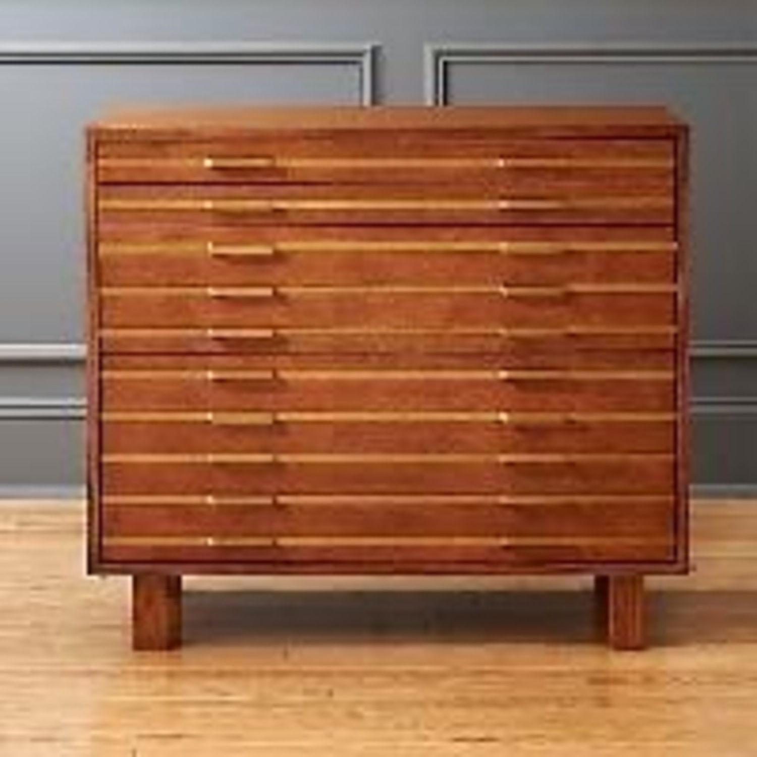 CB2 Natural Wood w Gold File Cabinet - image-5