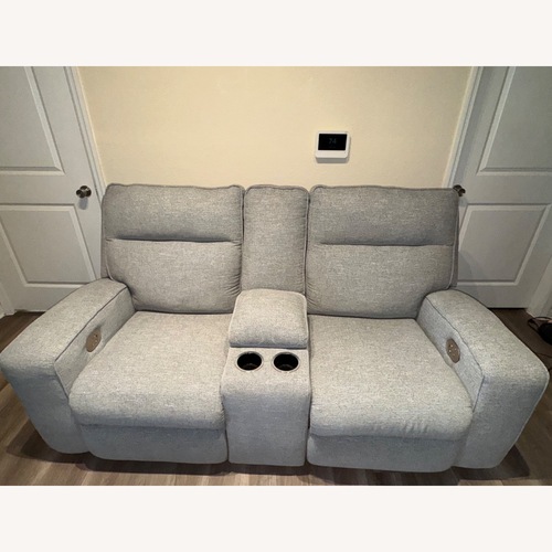 Used Ashley Biscoe Furniture Light Gray Loveseat for sale on AptDeco