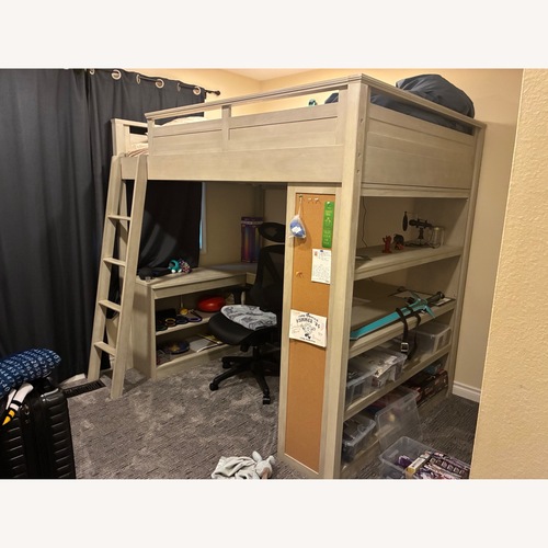 Used Pottery Barn Teen Light Gray Bunk Bed for sale on AptDeco