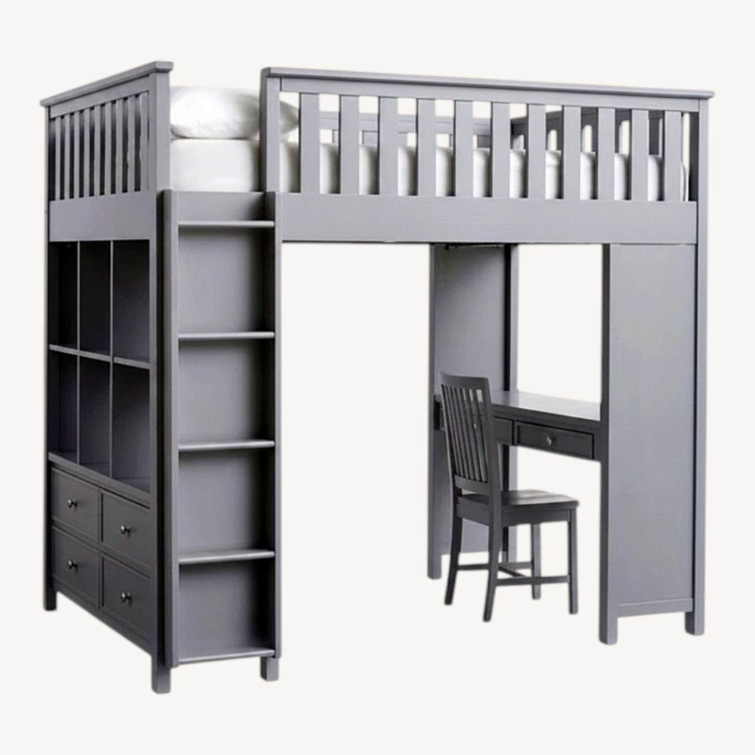 Pottery Barn Elliott Full Size Loft Bed with Desk Shelves Drawers - image-6