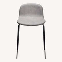 CB2 Light Gray Leather Dining Chairs