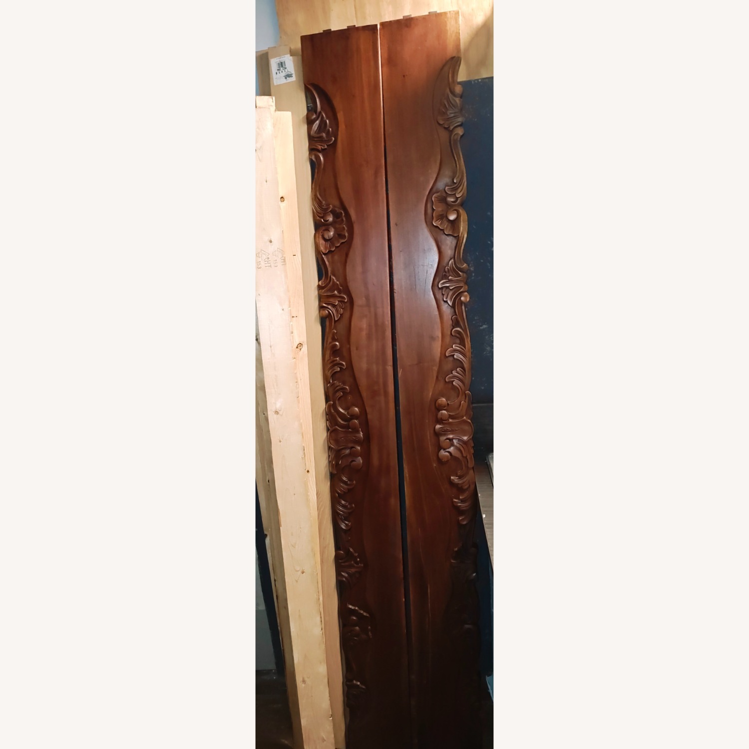 Vintage/Antique Light Brown Wood King Bed - image-2