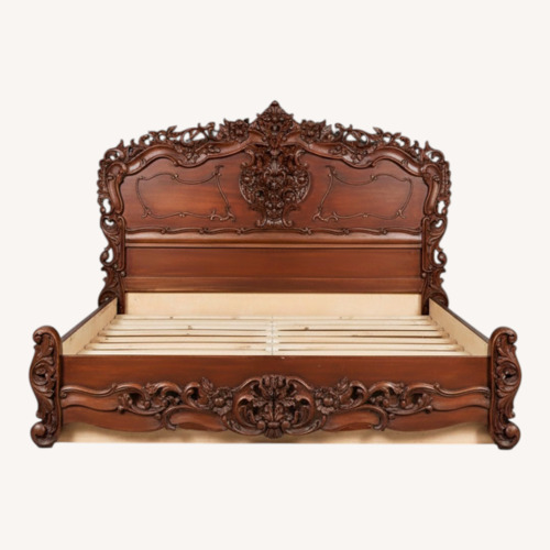 Used Vintage/Antique Light Brown Wood King Bed for sale on AptDeco