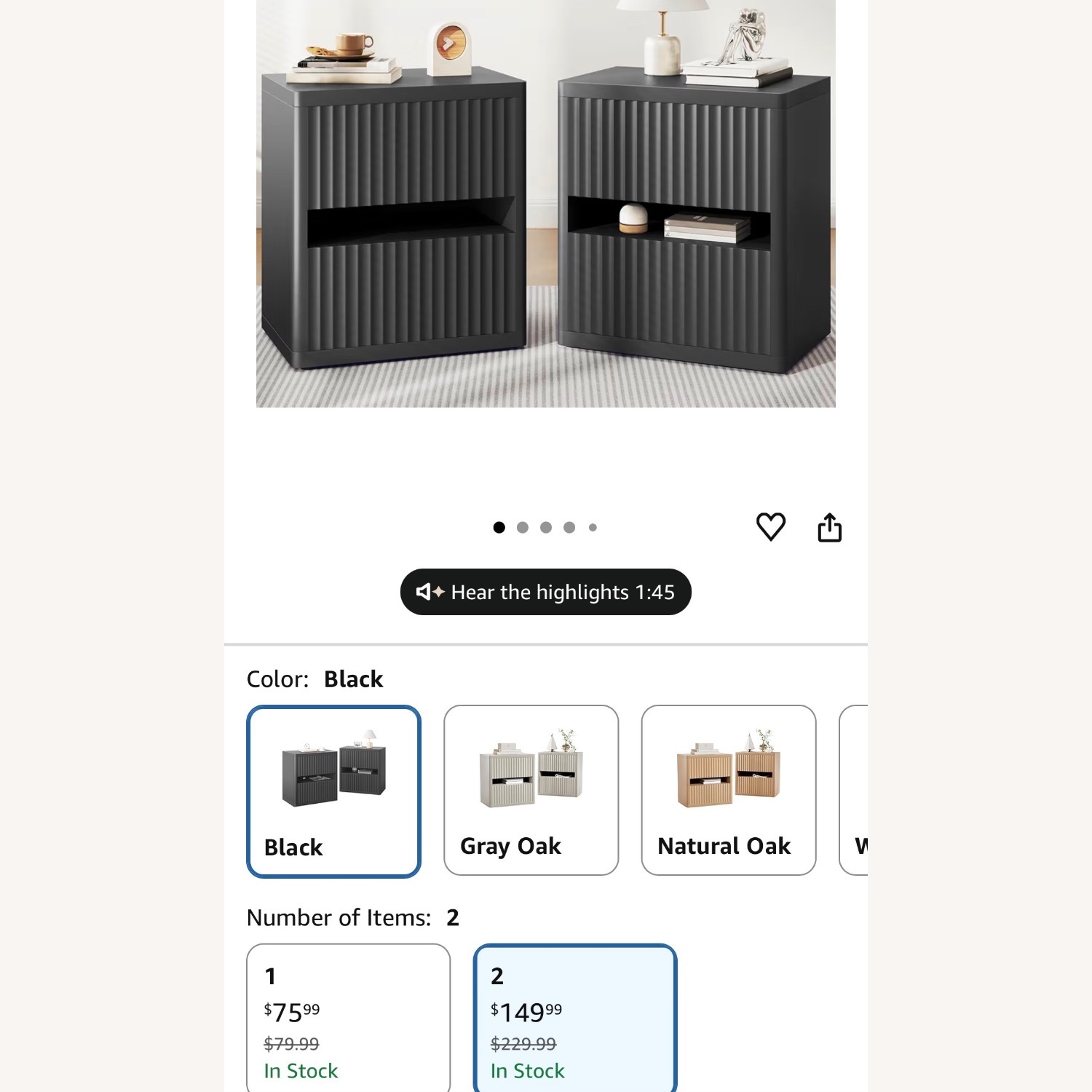 Amazon Black Wood Nightstands - image-5