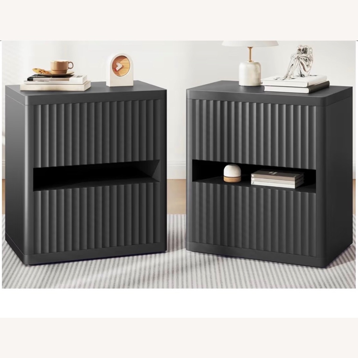 Amazon Black Wood Nightstands - image-1
