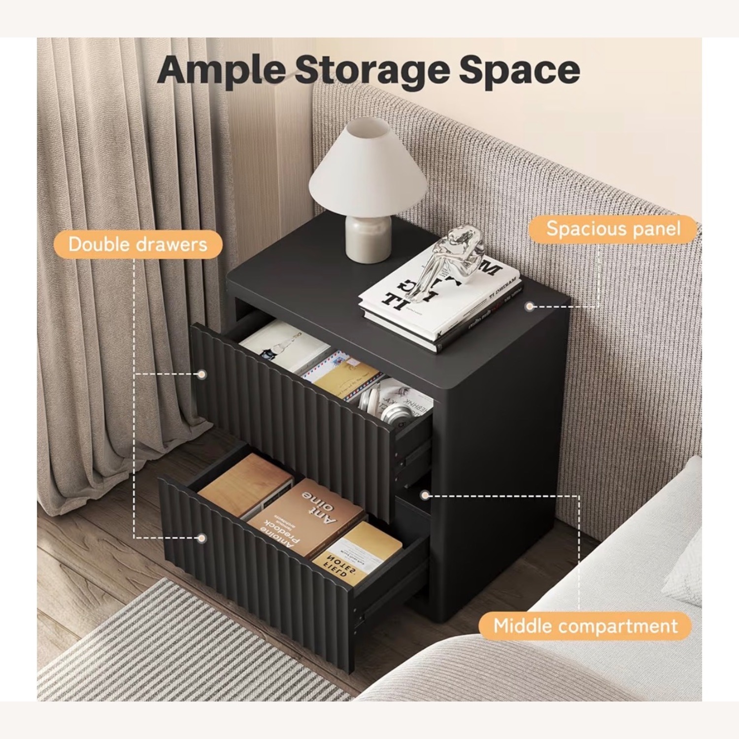 Amazon Black Wood Nightstands - image-3