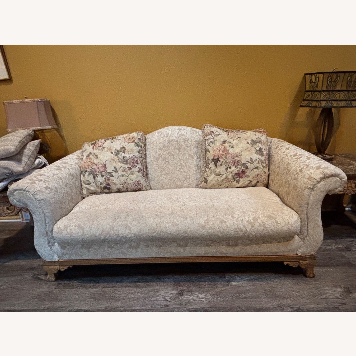 Vintage/Antique Natural Fabric 3+ Seater Sofa - image-1