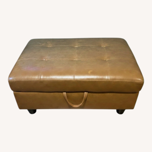Used Light Brown Leather Ottoman for sale on AptDeco