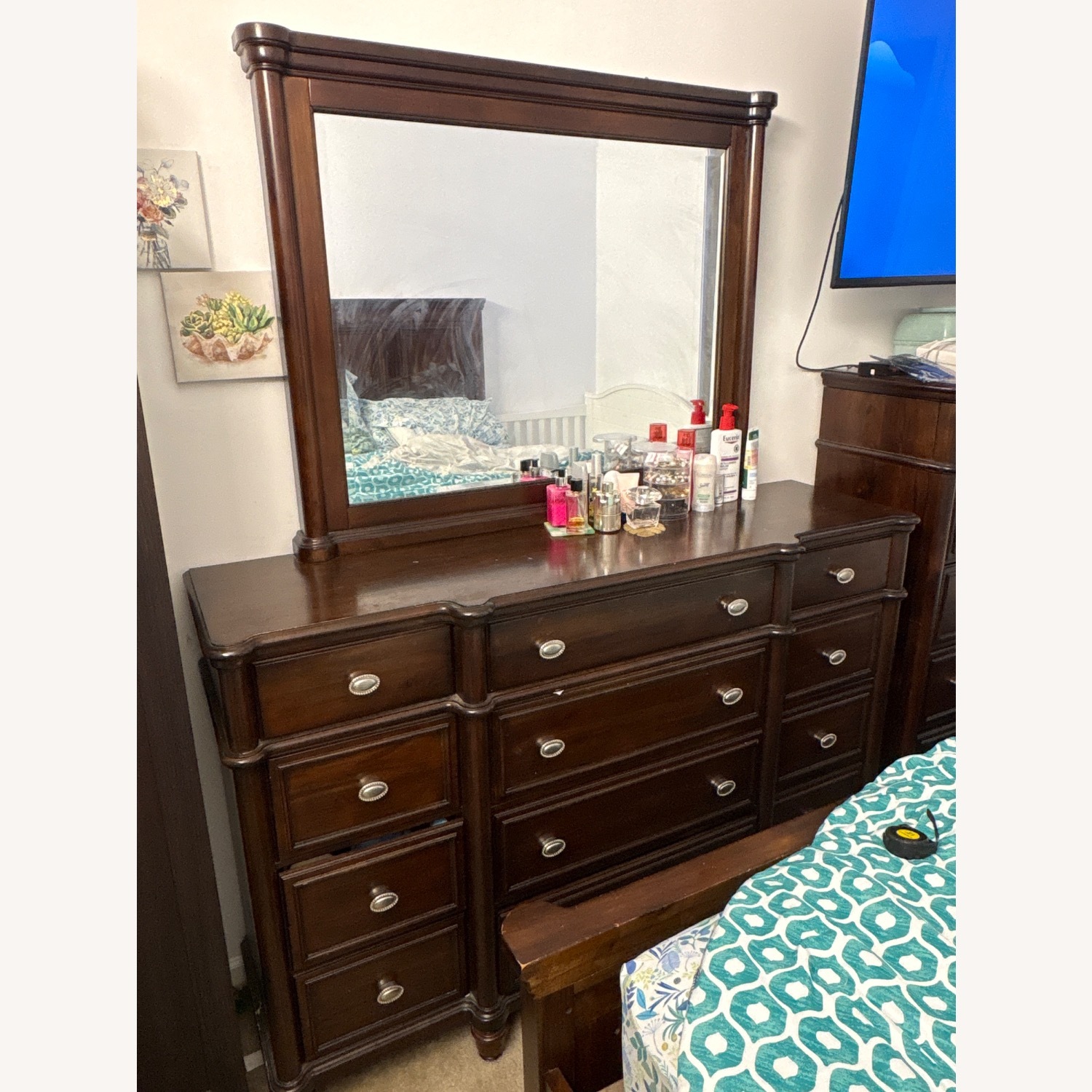 Dark Brown Wood Dresser - image-2