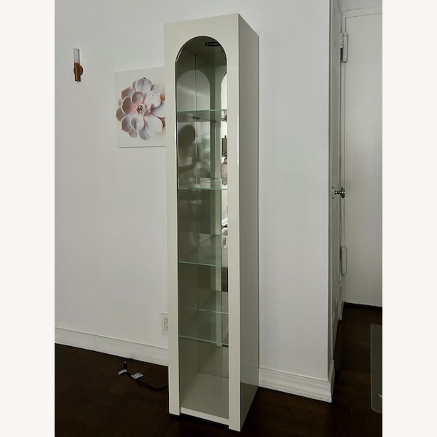 CB2 Tosca Arched White High Gloss Glass Etagere - image-5