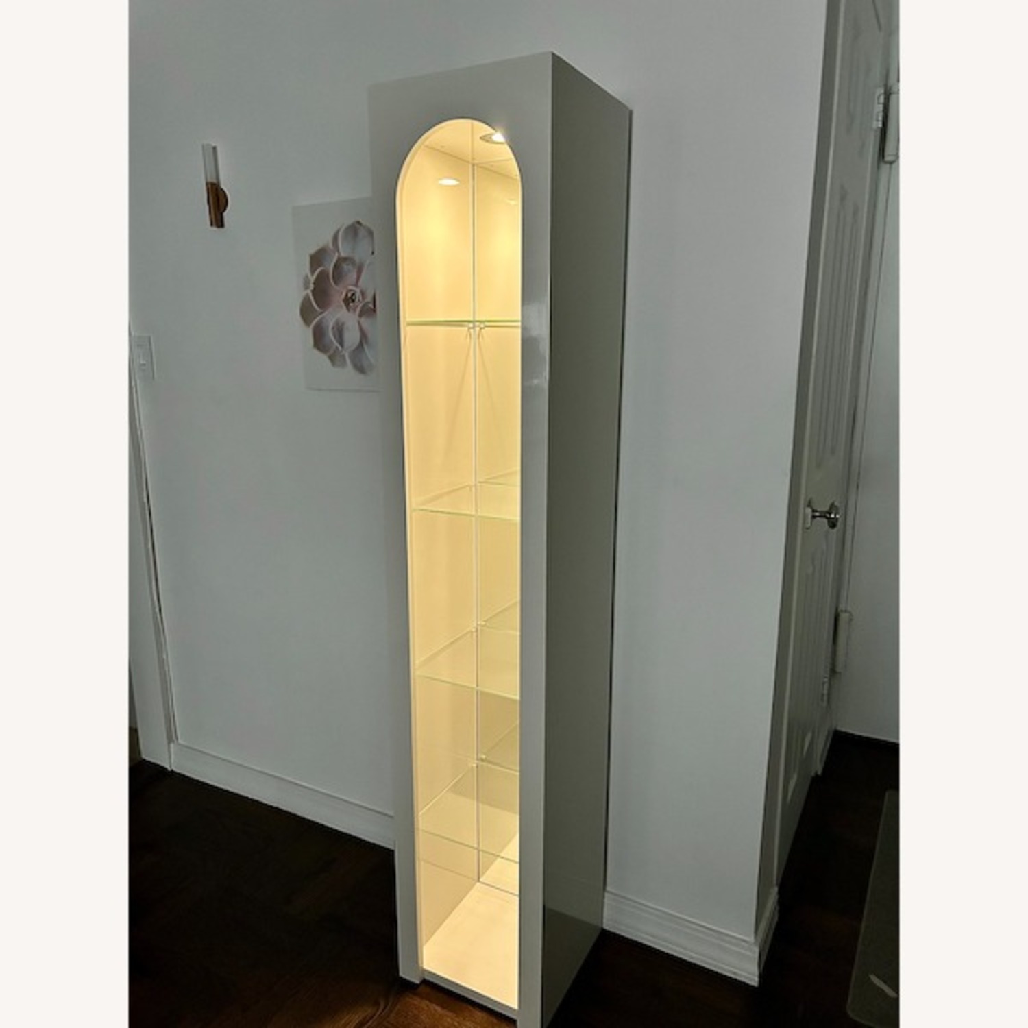 CB2 Tosca Arched White High Gloss Glass Etagere - image-2