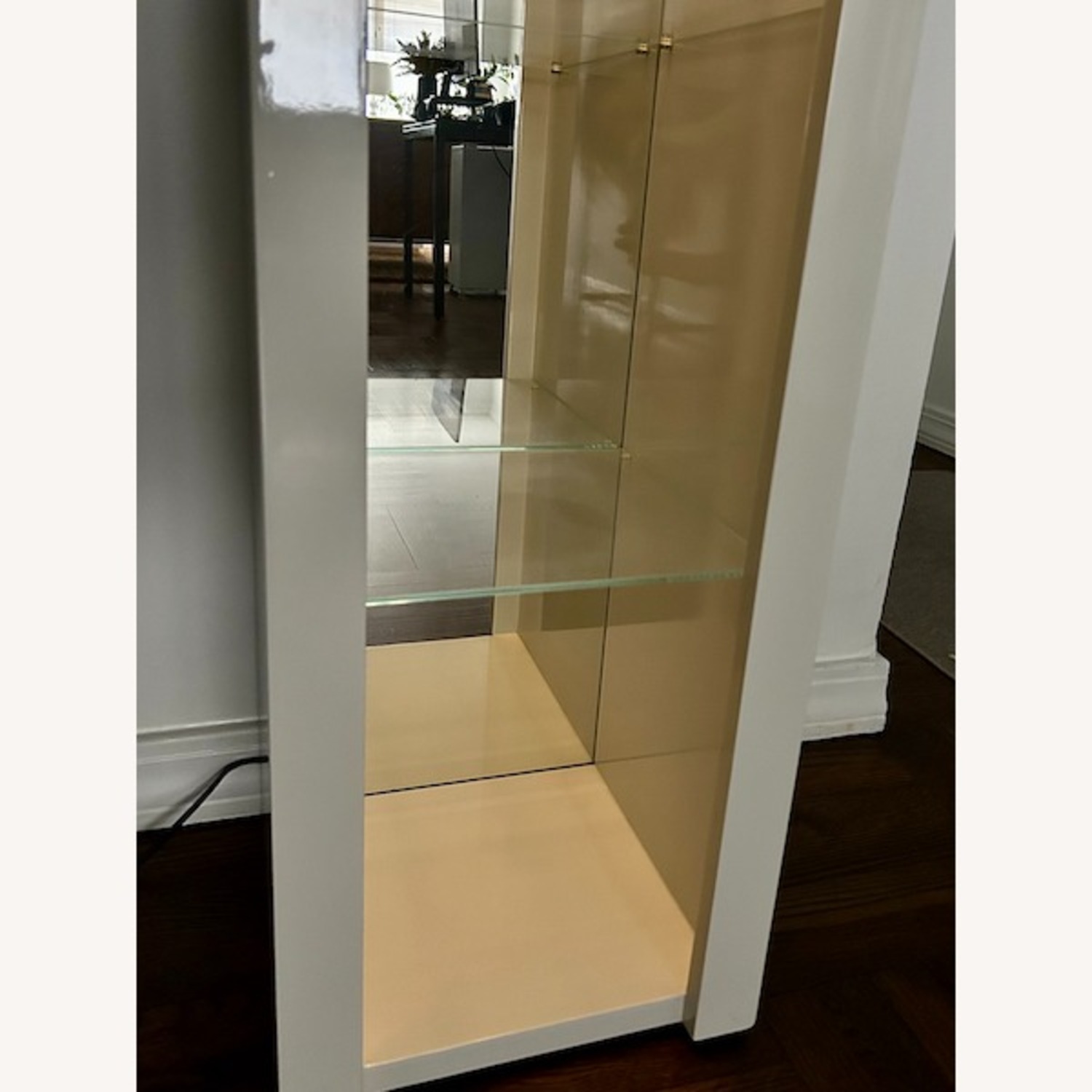 CB2 Tosca Arched White High Gloss Glass Etagere - image-7