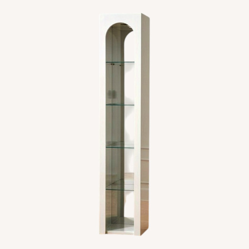 Used CB2 Tosca Arched White High Gloss Glass Etagere for sale on AptDeco