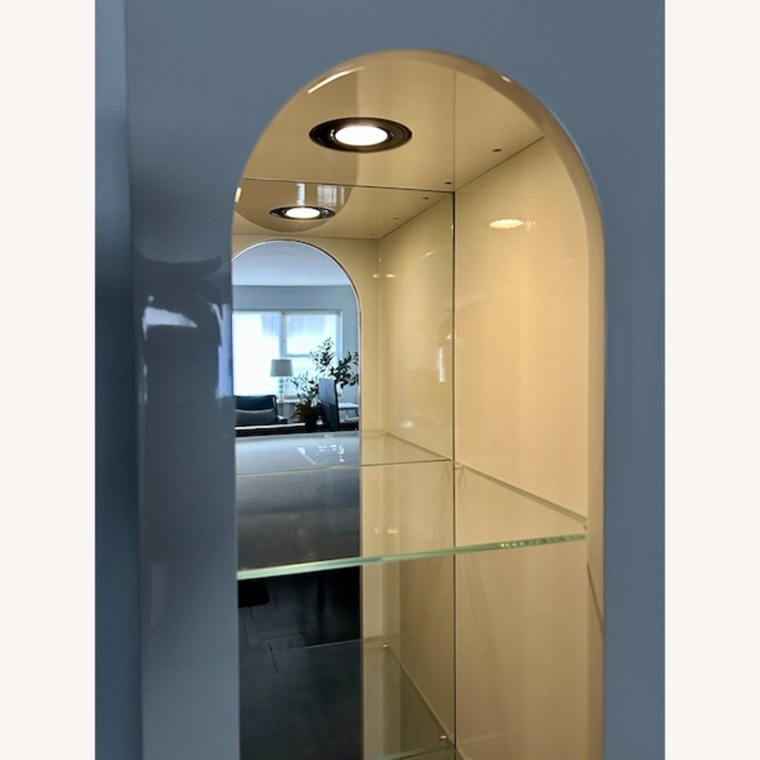 CB2 Tosca Arched White High Gloss Glass Etagere - image-6