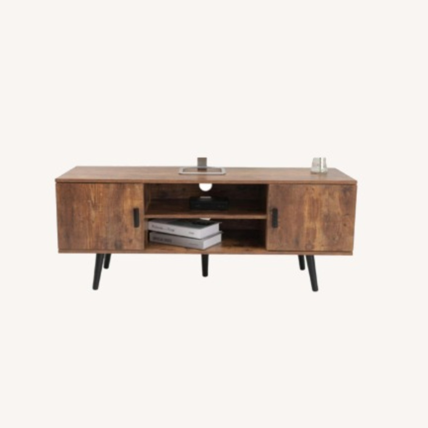 Amazon Mid Century Dark Brown Wood Media Storage - image-3