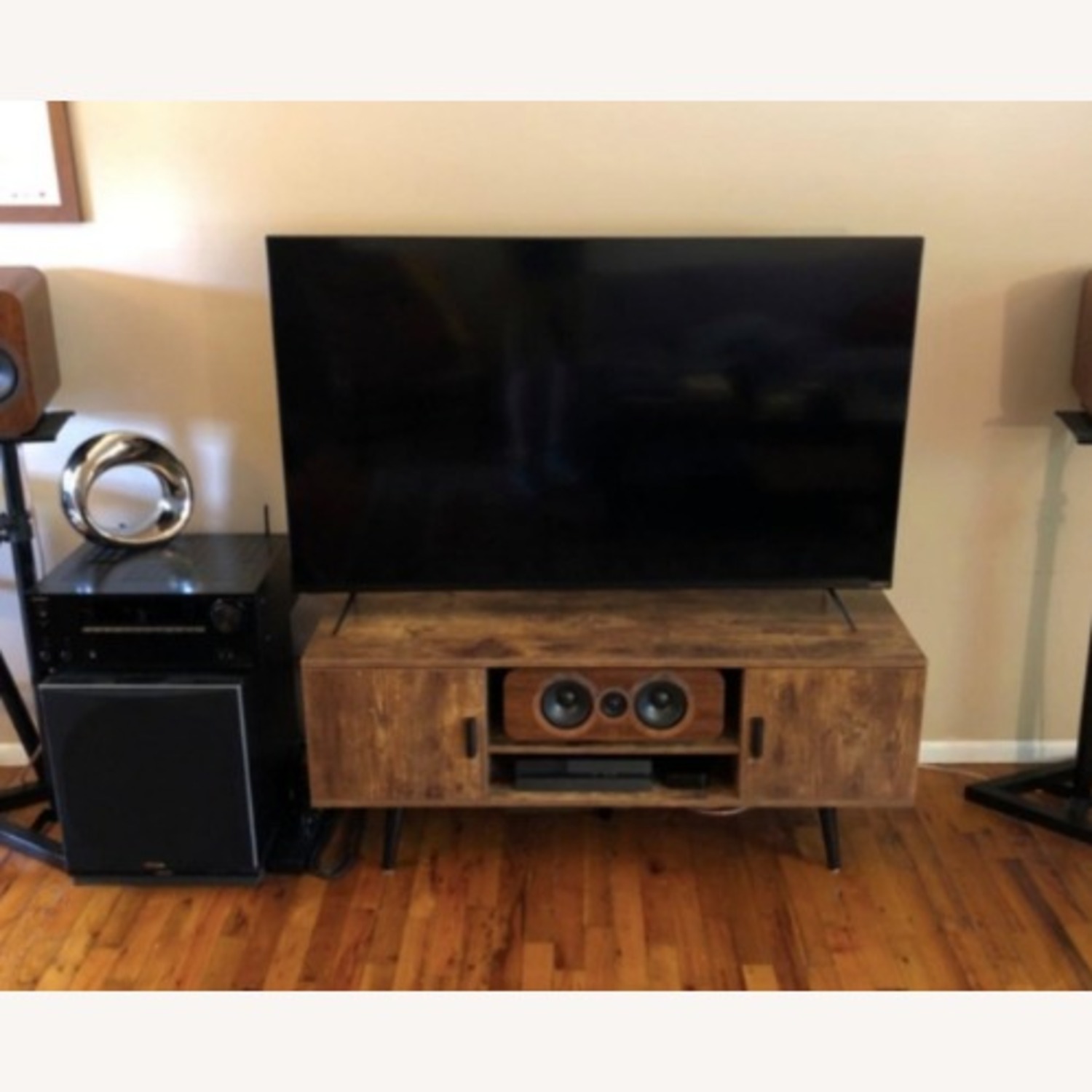 Amazon Mid Century Dark Brown Wood Media Storage - image-1