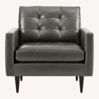 Crate & Barrel Petrie Dark Gray Leather Armchair
