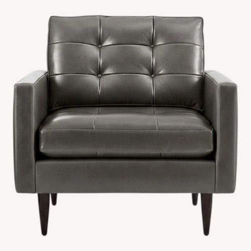 Used Crate & Barrel Petrie Dark Gray Leather Armchair for sale on AptDeco