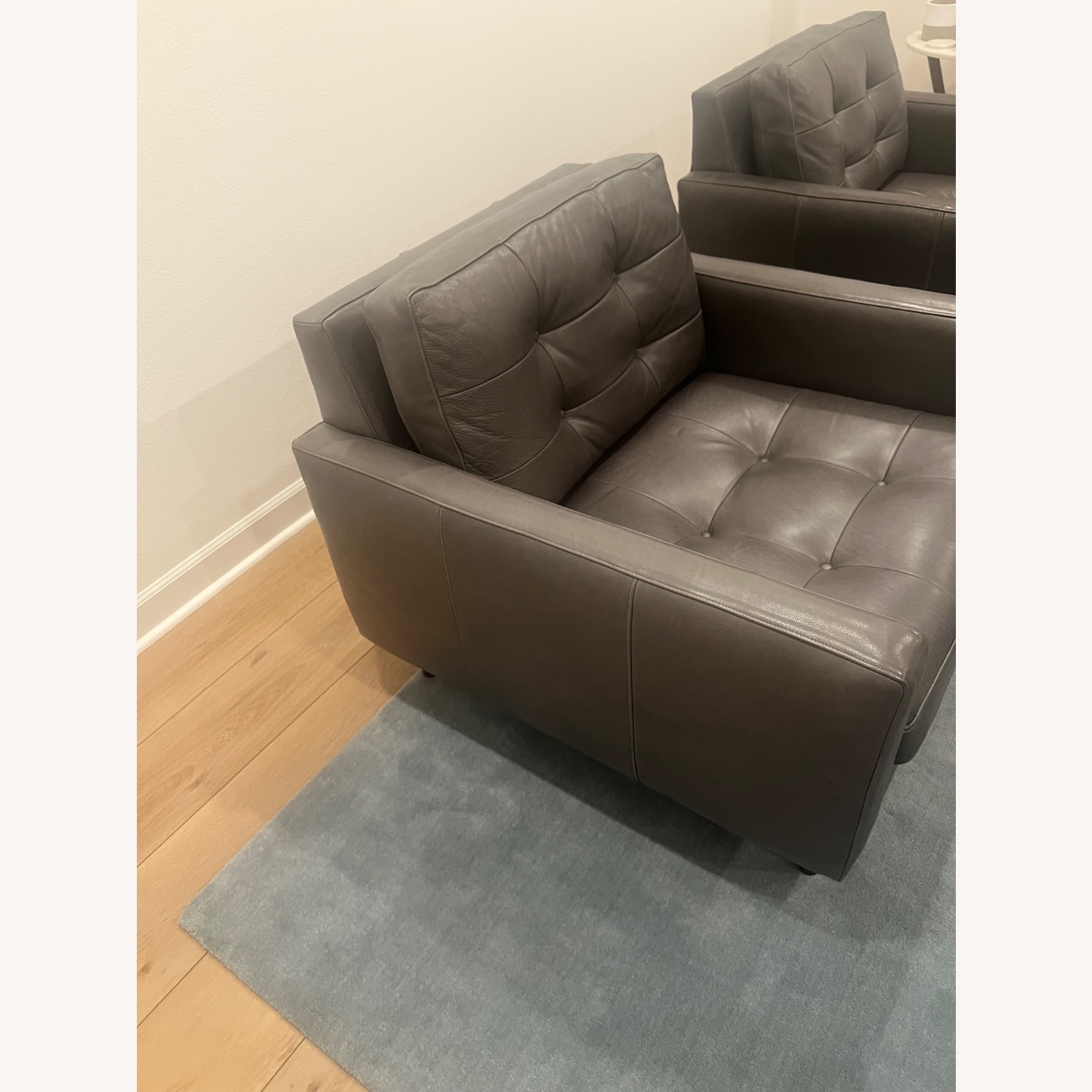 Crate & Barrel Petrie Dark Gray Leather Armchair - image-2