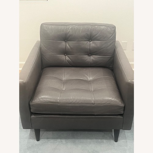 Used Crate & Barrel Petrie Dark Gray Leather Armchair for sale on AptDeco
