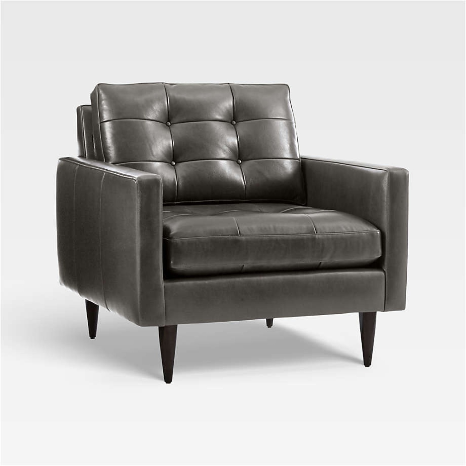 Crate & Barrel Petrie Dark Gray Leather Armchair - image-4