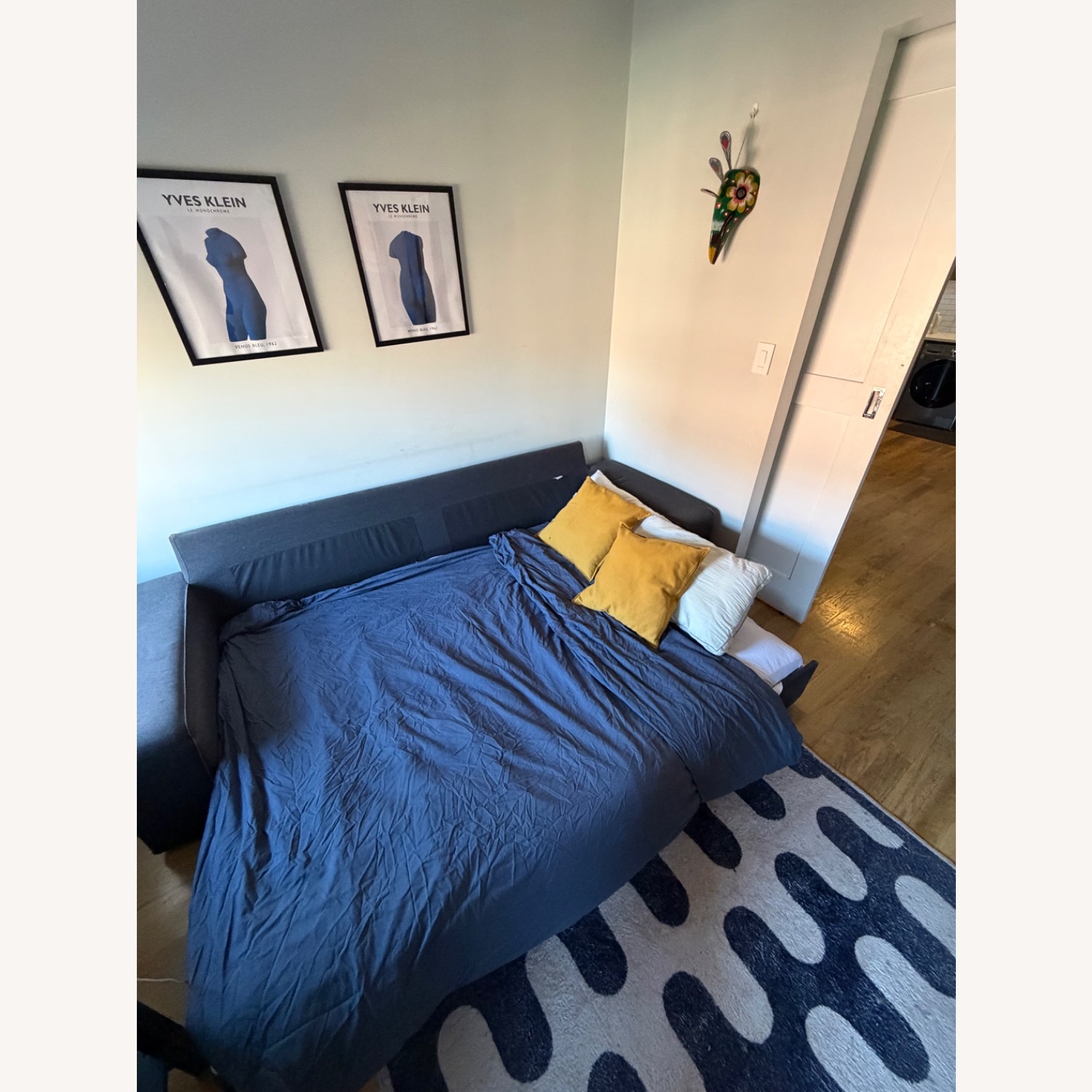 IKEA Blue Fabric Sleeper Sofa - image-4